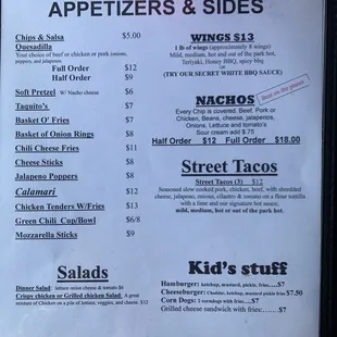 a menu for a restaurant