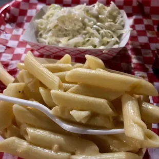 Sides of Mac 'n Cheese and Cole Slaw from Papa Joe's BBQ food truck