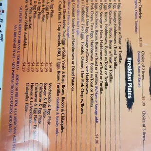 Highlighting the breakfast portion of the  menu
