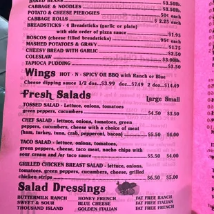 menu