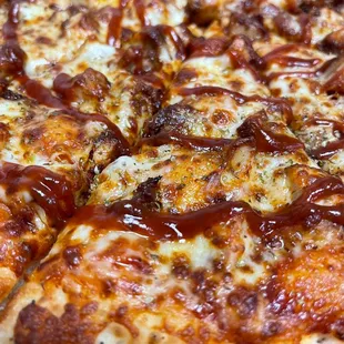 a close up of a pizza