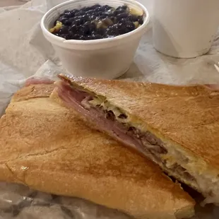 Ybor City Cuban (Our Signature Sandwich) and Black Beans and Yellow Rice