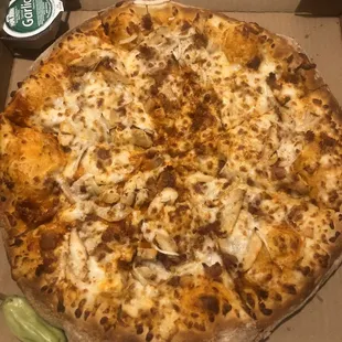 Fiery buffalo chicken pizza