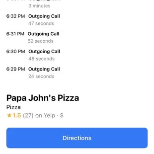 These are the calls to the restaurant.
