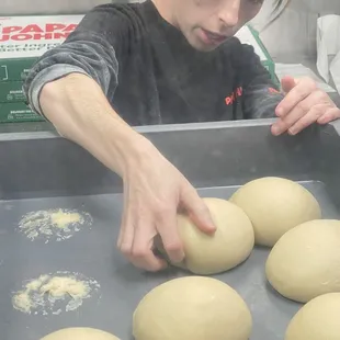 this lady rang me up and took my cash and  went straight to the pizza dough without washing her hands I asked for a refund she refused