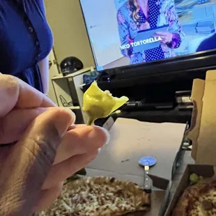 They had a bit of it and put it back in the box!! I'm very disappointed papa John!!!