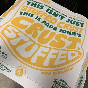 Pizza Box for the NEW stuffed crust pizza
