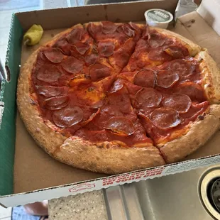 Large pepperoni, extra sauce &amp; no cheese