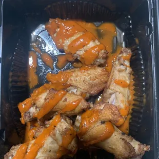 Pigeon wings also devoid. Of sauce.