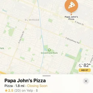 How far I am from Papa John's.