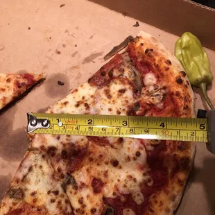 Does that look like six inches to you? Wonder who else the person who made my pizza lies to about that.