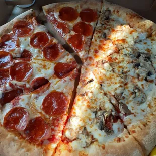 Yes please and thank you Papa John's. Stuffed Crust Half Pep. Half Mushroom.