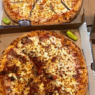 two pizzas in a box