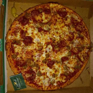 Pepperoni and spicy sausage