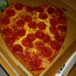Happy Valentine&apos;s day pepperoni heart pizza