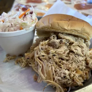 Chicken and vinegar slaw.