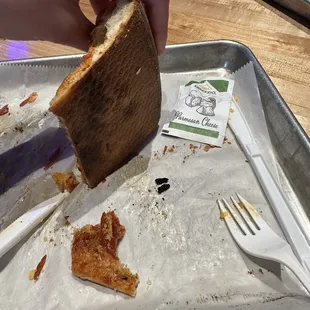 a half eaten sandwich