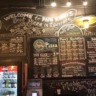 Papa Keno's menu board