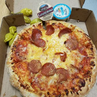 a pepperoni pizza