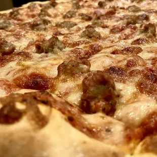 a close up of a pizza