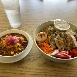 Chopped Salad and Cup of Chili