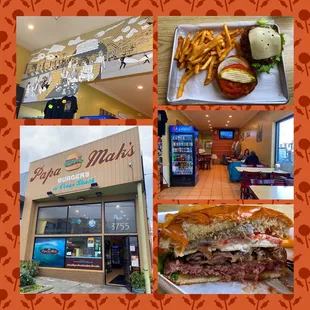 Montage of images from Papa Mak's Burgers