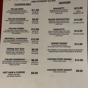 menu