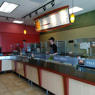 the counter area of a restaurant