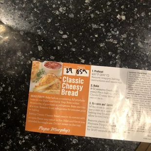 a close up of a menu