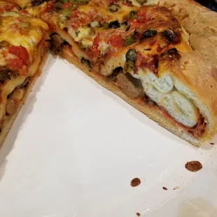 Inside the stuffed crust pizza...ymu!