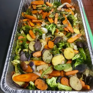 a pan of vegetables