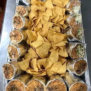 a tray of tortillas and tortillas