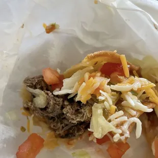 Last bite of taco had plenty of meet left !