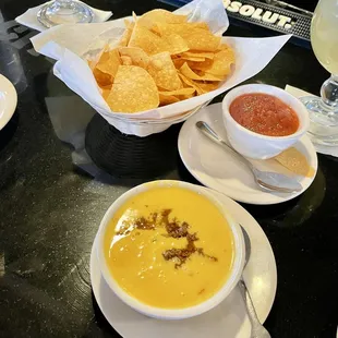 Chips and Salsa; Queso w/Beef