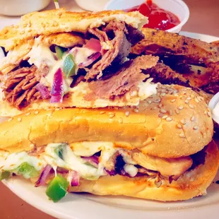 Papa Nick&apos;s Philly Cheese Steak Sandwich.