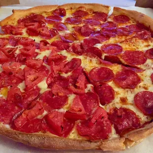 Pizza from papa nicks half white and half red and it is amazing!!