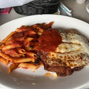 Chicken parm with penne