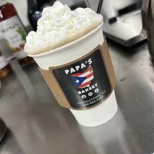 Cafe con leche with whipped cream