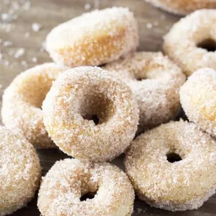 Cinnamon and Sugar mini donuts, always served hot!