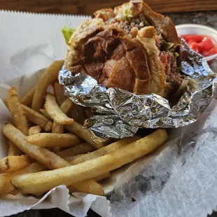 Double Cheese Burger with French Fries!
