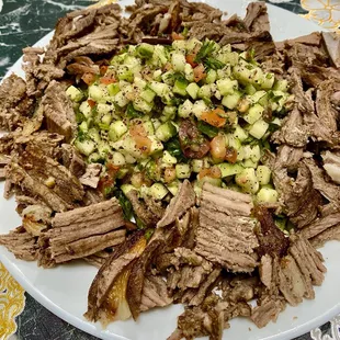 Beef shwarma with Iraqi salad