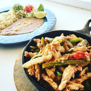 Chicken Fajitas with Slices of jalapeño.  Perfect taste and spice combo!