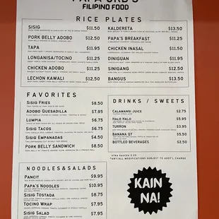 Menu