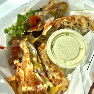 Adobo quesadilla  (taste like regular chicken)