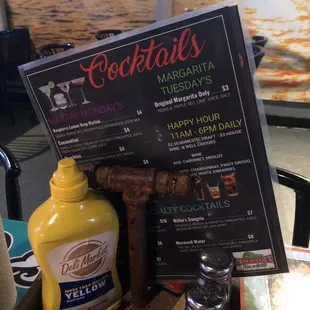 menu and drinks