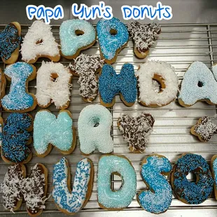 Custom birthday lettered donuts!