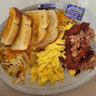 Corned Beef hash and scrambled eggs...