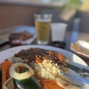 Barramundi Seabass with chipotle sauce &amp; grilled veggies