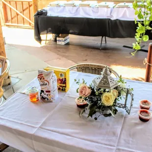 a table set for a wedding reception