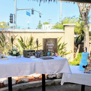 a table set up for a wedding reception